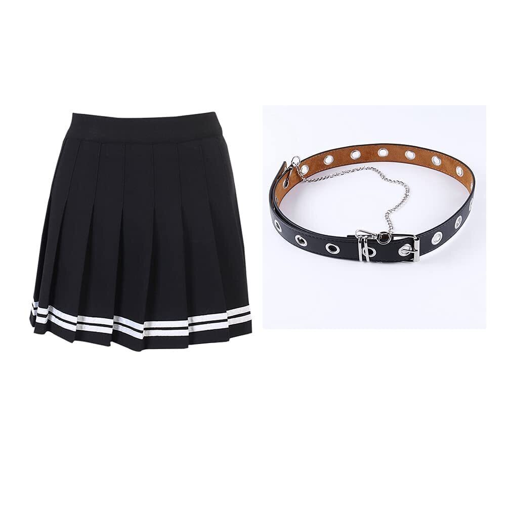 5308 Mini Pleated Skirts Goth High Waist A Line Striped Skirt School - Picture 4 of 8